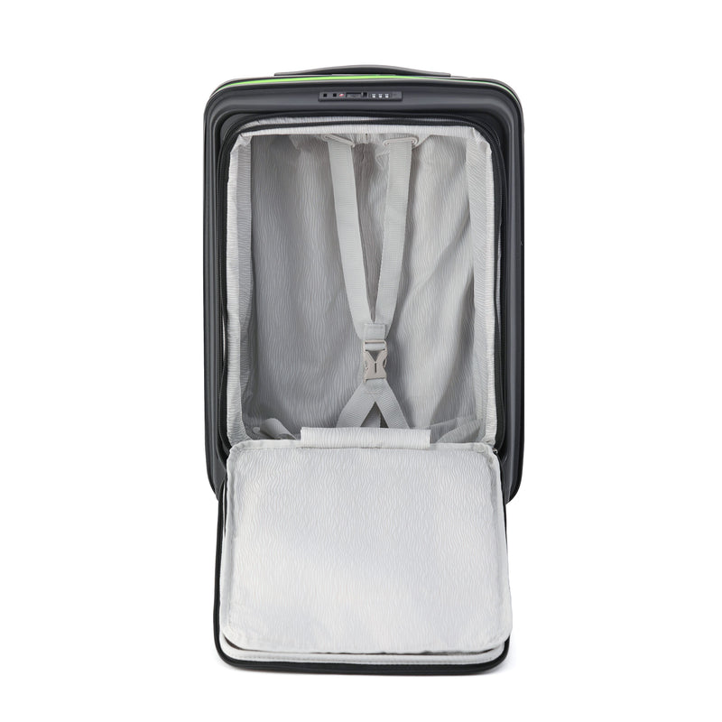 Tosca Cruiser Collection polypropylene front access 54cm-carry-on trolley case TCA875C Black Lime Green trims