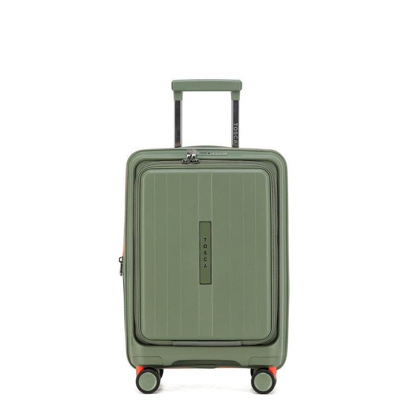 Tosca Cruiser Collection polypropylene front access 54cm-carry-on trolley case TCA875C Khaki-orange trims