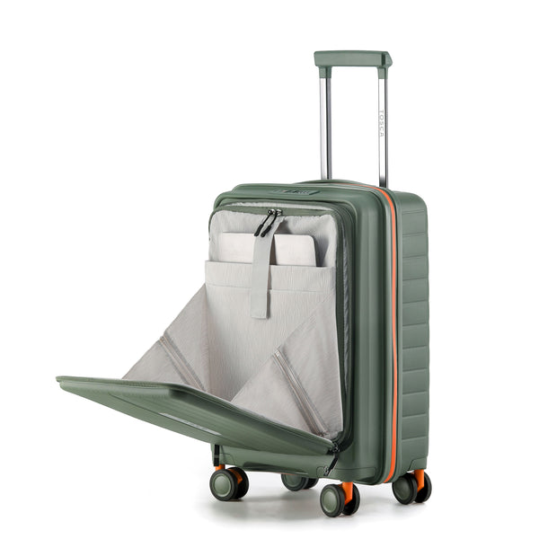 Tosca Cruiser Collection polypropylene front access 54cm-carry-on trolley case TCA875C Khaki-orange trims