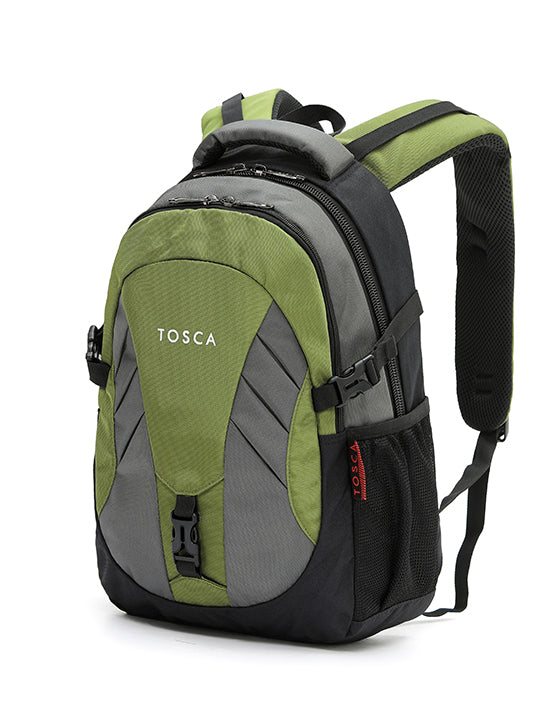 Tosca 42cm-H Intermediate or college multi-compartment back pack TCA941-Grey-lime