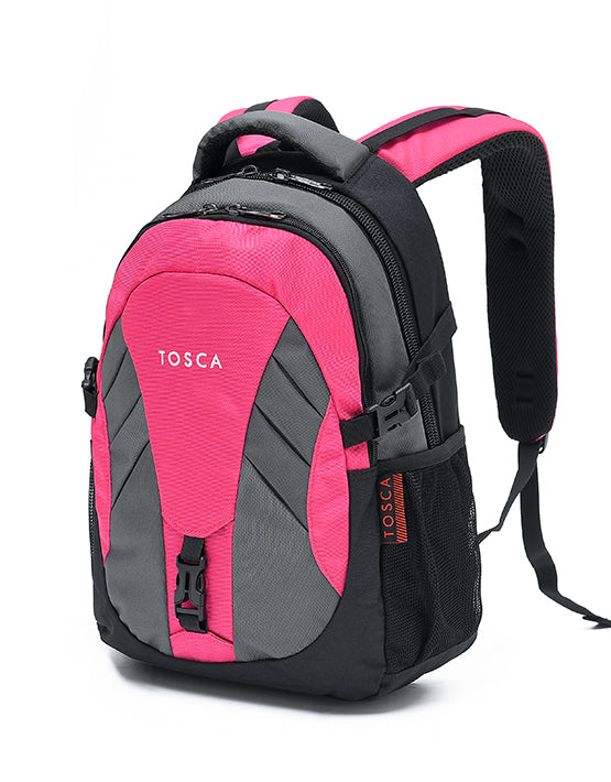 Tosca 42cm-H Intermediate or college multi compartment back pack TCA941-Grey-pink