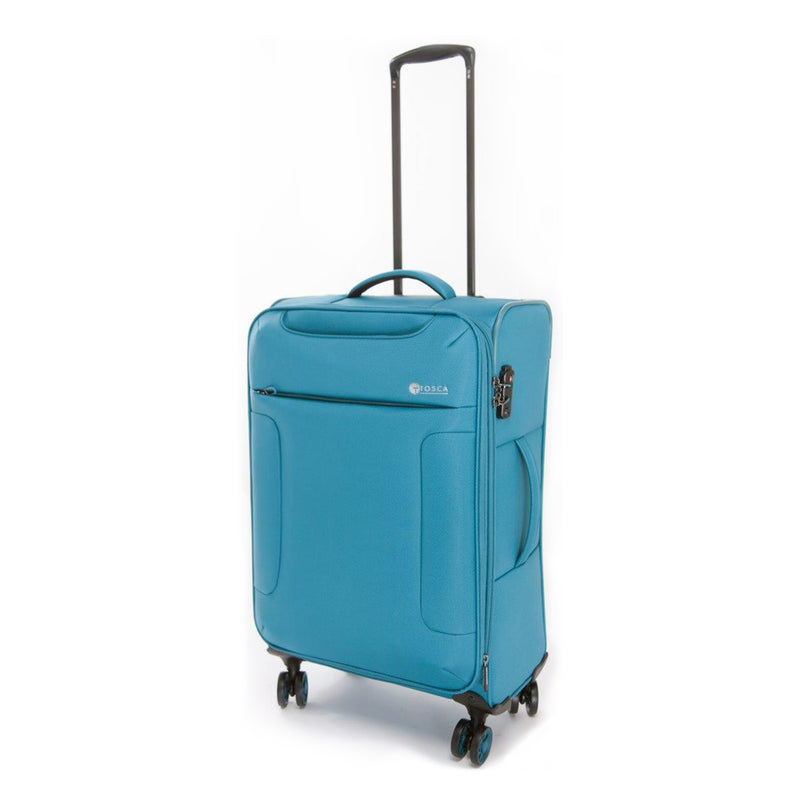 Tosca So-Lite - Checked 66cm Teal - Lightweight Softside Medium Trolley Luggage AIR4044B