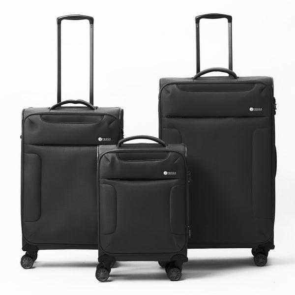 Tosca So-Lite softside Black trolley luggage set AIR4044 sizes 78cm/66cm/52cm