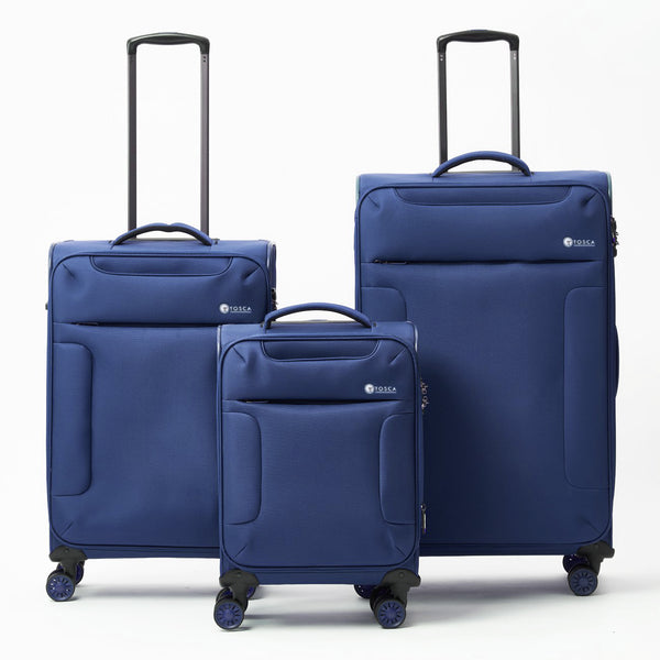 Tosca So-Lite softside Navy trolley luggage set AIR4044 sizes 78cm/66cm/52cm