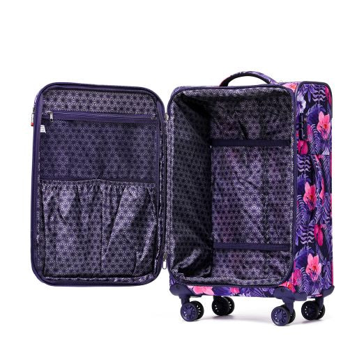 Tosca So-Lite - Checked 66cm Purple Flowers - Softside Medium Trolley Luggage AIR4044B