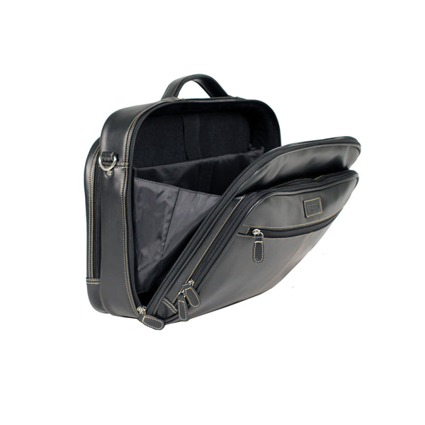 Tosca Black PVC Leather Look Business Satchel / Carry on Computer Bag TCA1014