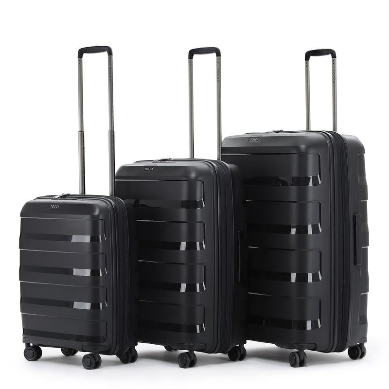 Tosca Comet Black Hard side Polypropylene Luggage Set 78cm/67cm/55cm TCA200-Black