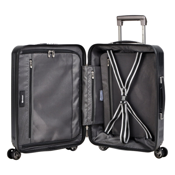 Eminent - Carry On 55cm - Black Top lid Front Opening design Hardside Small Trolley case with USB port KK50C
