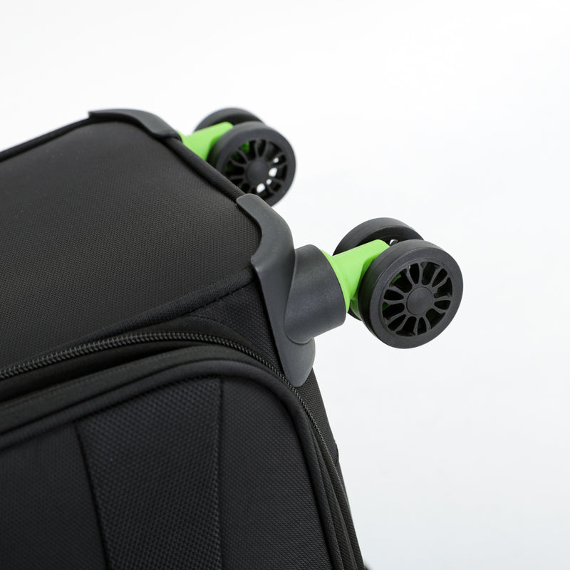 Tosca 67cm Max-Lite Black-lime green trims Softside Checked Trolley luggage TCA7077B