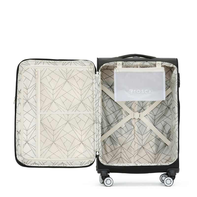 TCA990C 53cm Carry on Tosca Transporter Black Luxury softside Trolley luggage