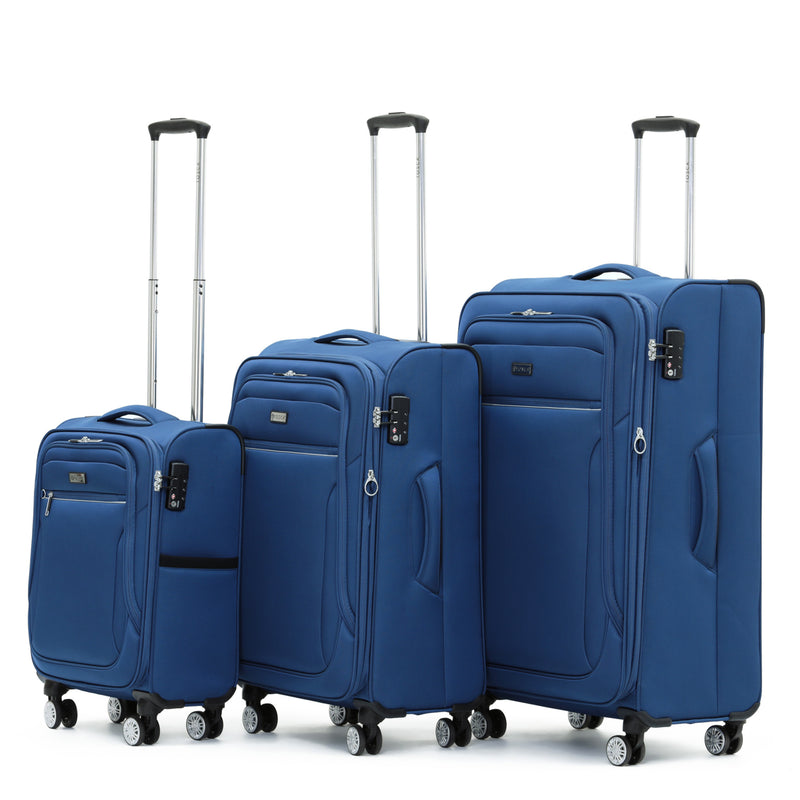 TCA990 Blue Tosca Transporter Collection Softside 3-Pce luggage Set 78cm/67cm/53cm