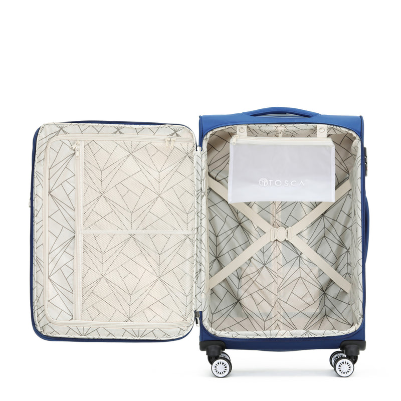TCA990 Blue Tosca Transporter Collection Softside 3-Pce luggage Set 78cm/67cm/53cm